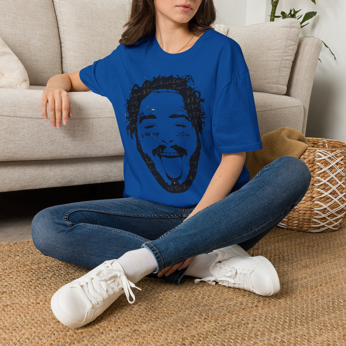 T-Shirt — Bold Black & White Face Portrait Tee (Playful Expression)