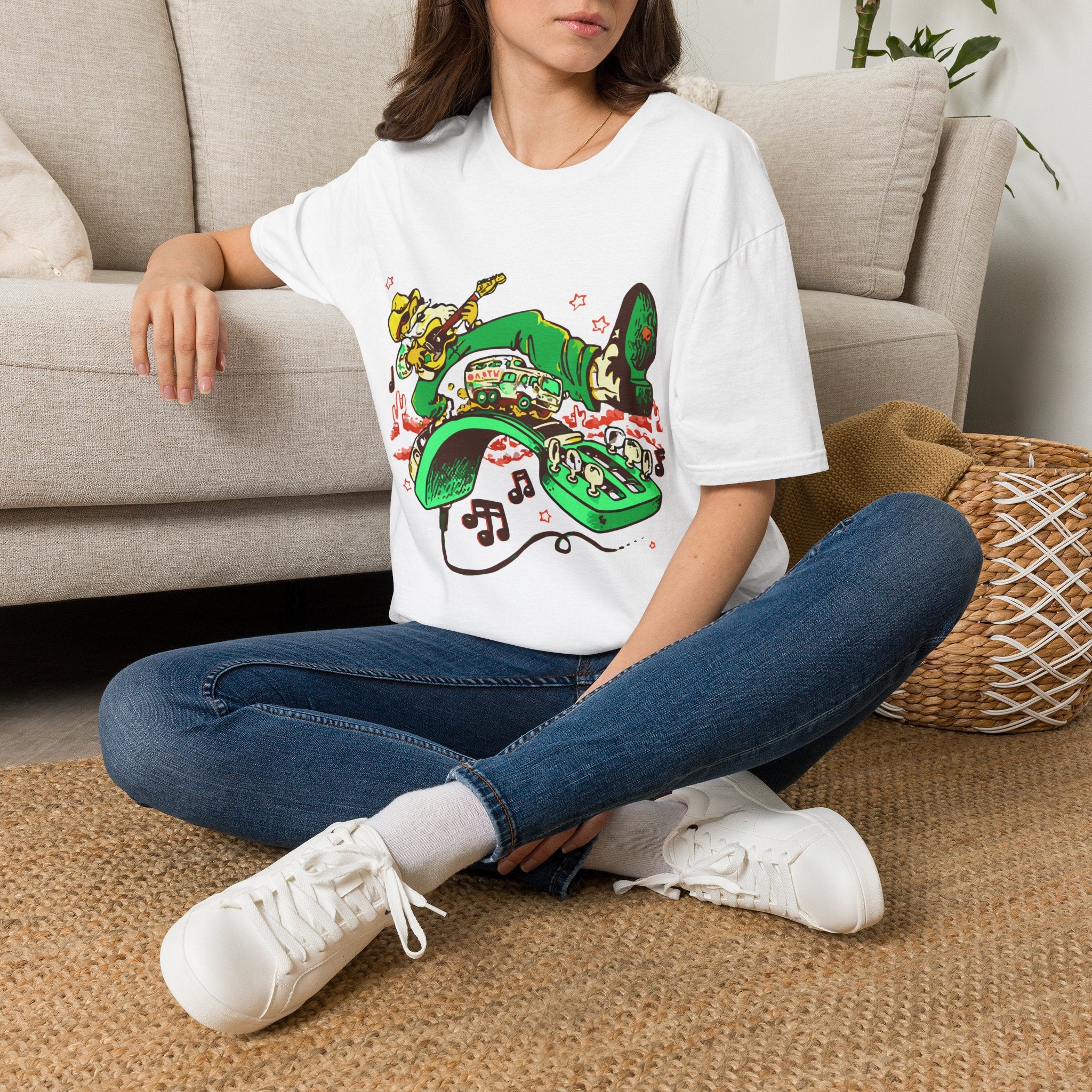 T-Shirt — Retro Cowboy Guitar Graphic Tee (Bold Western Music Design)