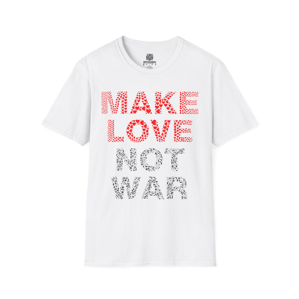Make Love Not War T-Shirt — Retro Heart Dot Graphic Tee