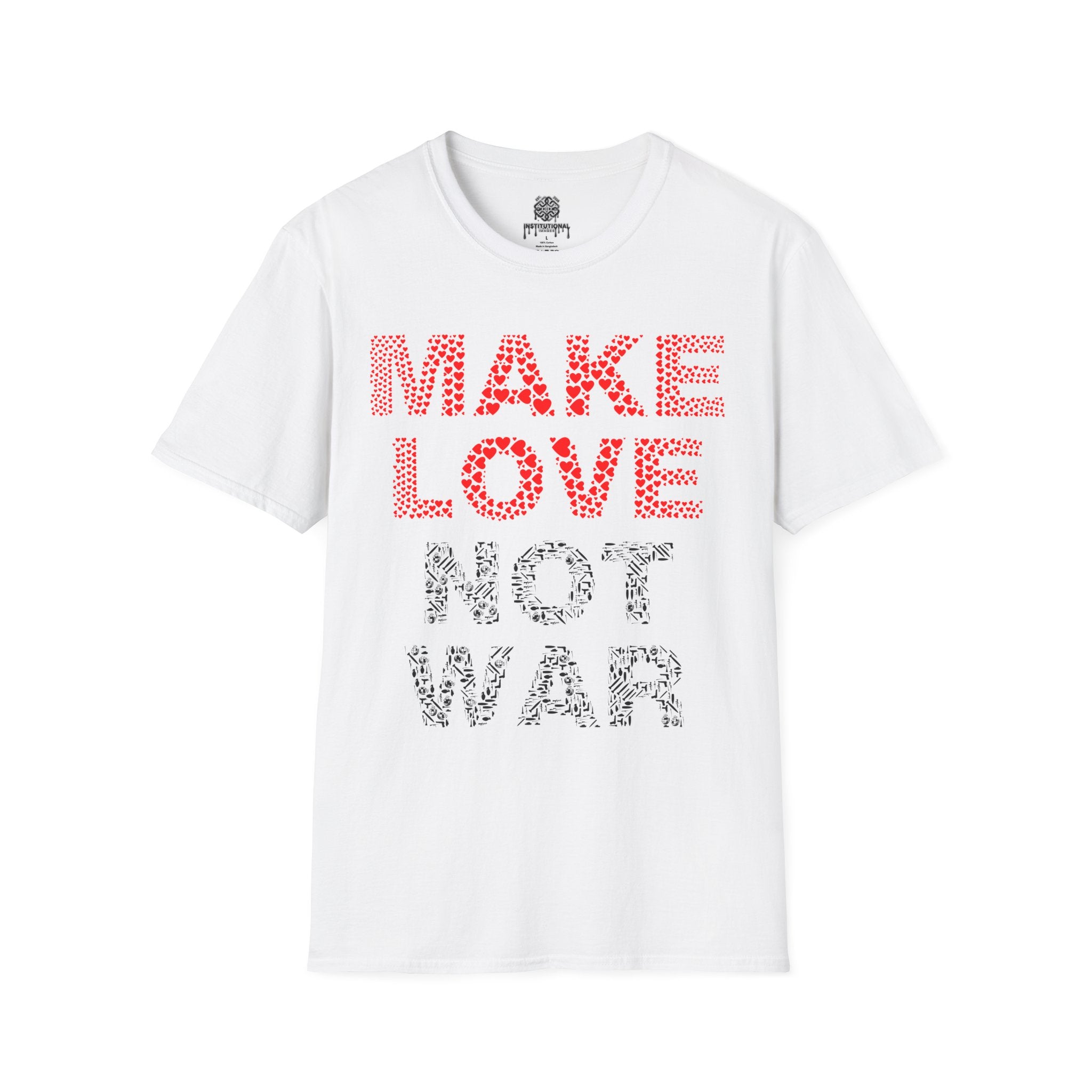 Make Love Not War T-Shirt — Retro Heart Dot Graphic Tee