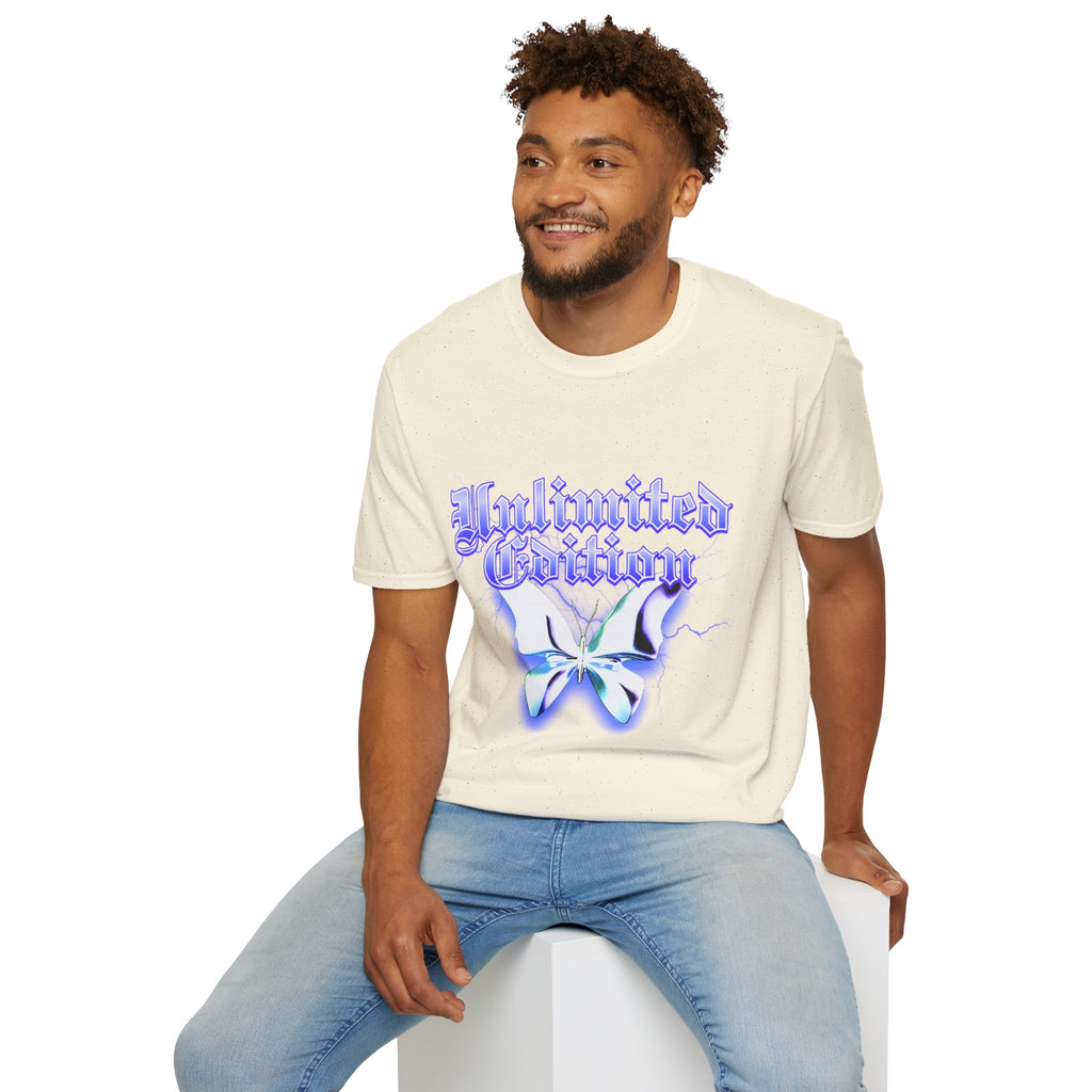 Unlimited Edition T-Shirt — Gothic Script Lavender Butterfly Graphic