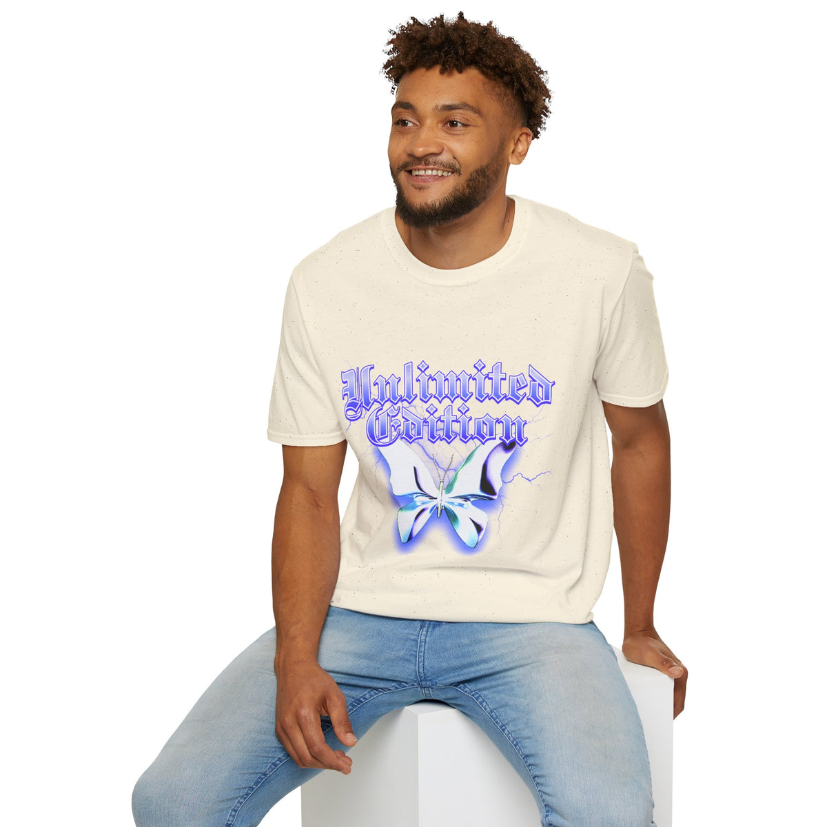 Unlimited Edition T-Shirt — Gothic Script Lavender Butterfly Graphic