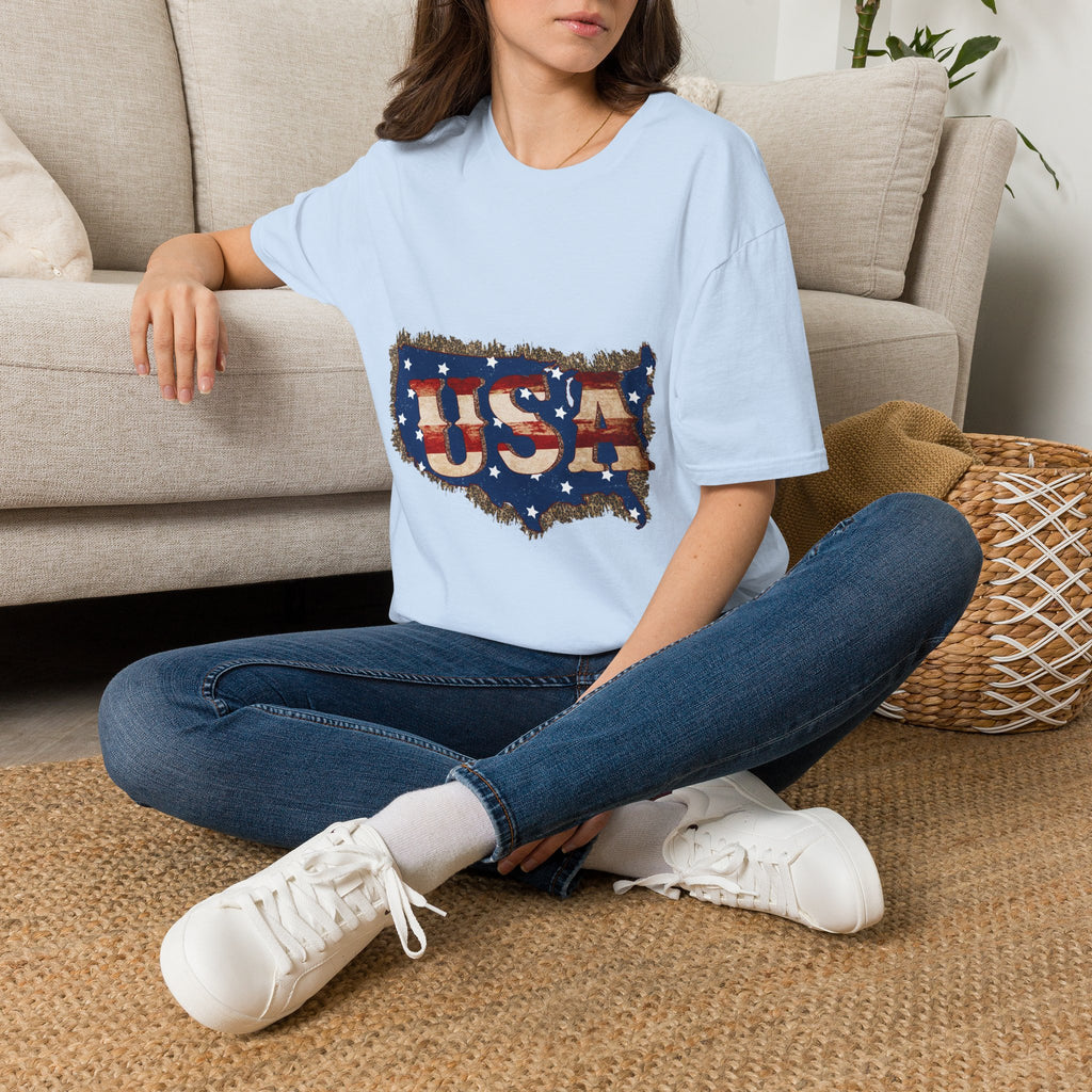 USA Map T-Shirt — Distressed American Flag Graphic Tee