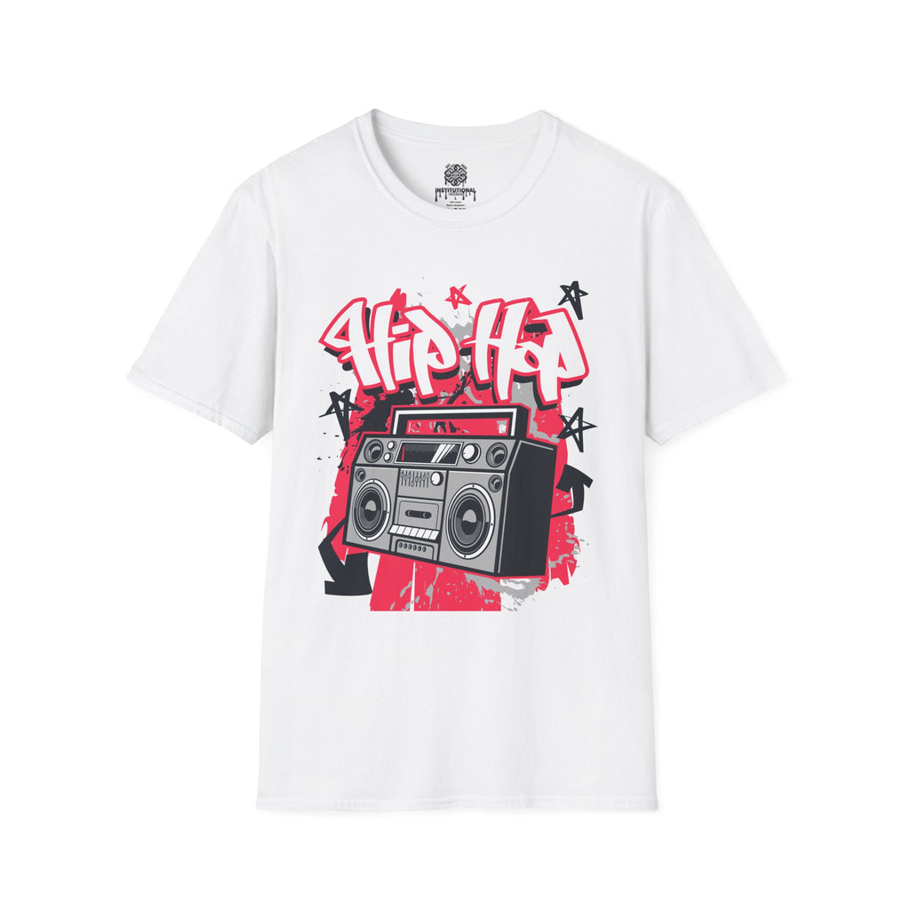 Hip Hop Boombox T‑Shirt — Retro Graffiti Streetwear Tee