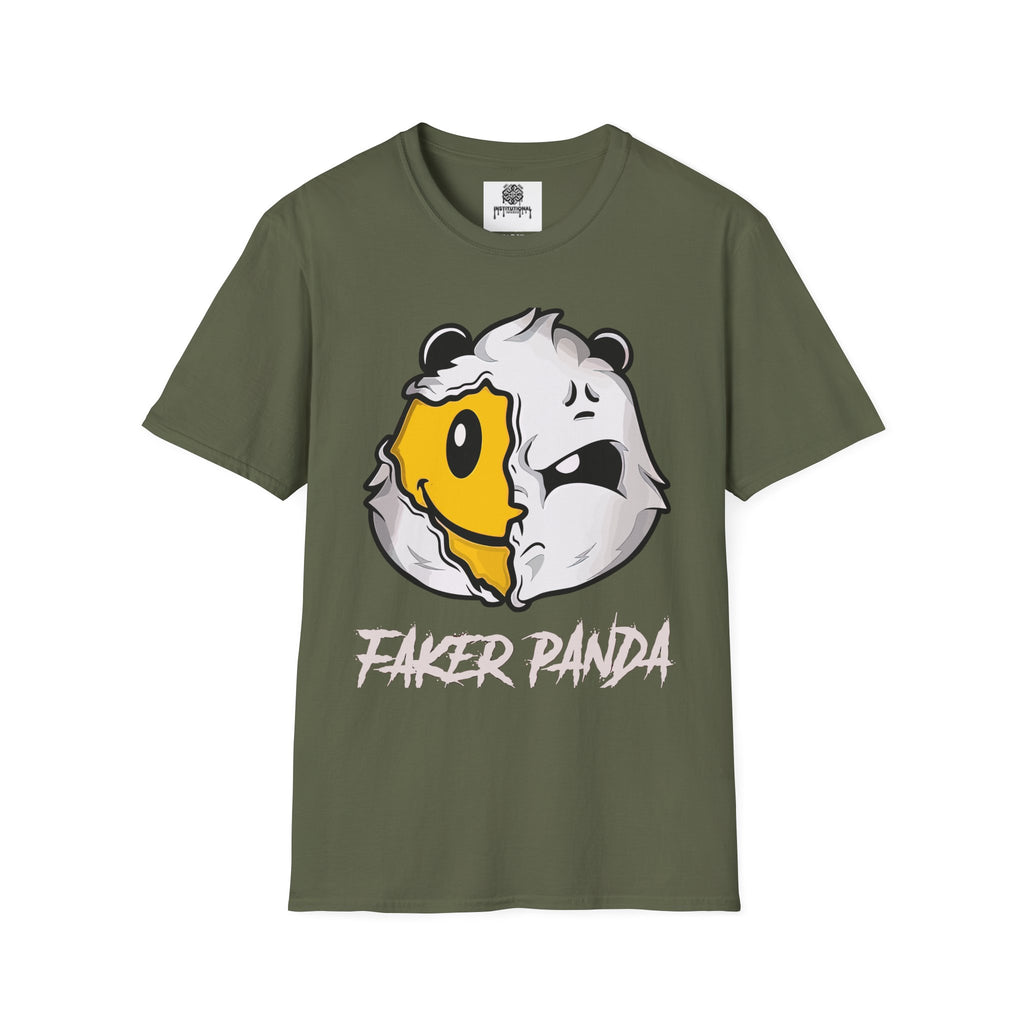 T-Shirt — 'Faker Panda' Distressed Dual-Face Graphic Tee
