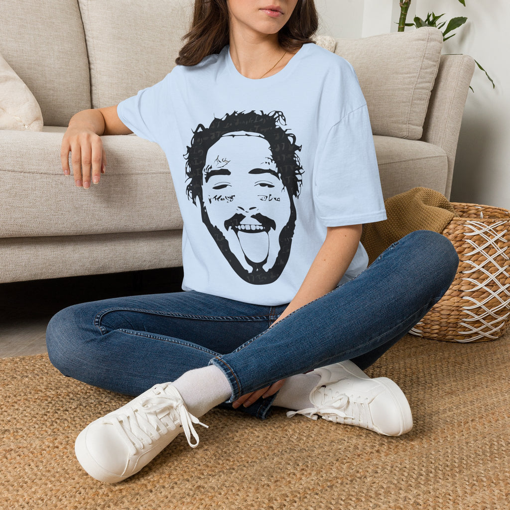 T-Shirt — Bold Black & White Face Portrait Tee (Playful Expression)