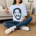 T-Shirt — Bold Black & White Face Portrait Tee (Playful Expression)