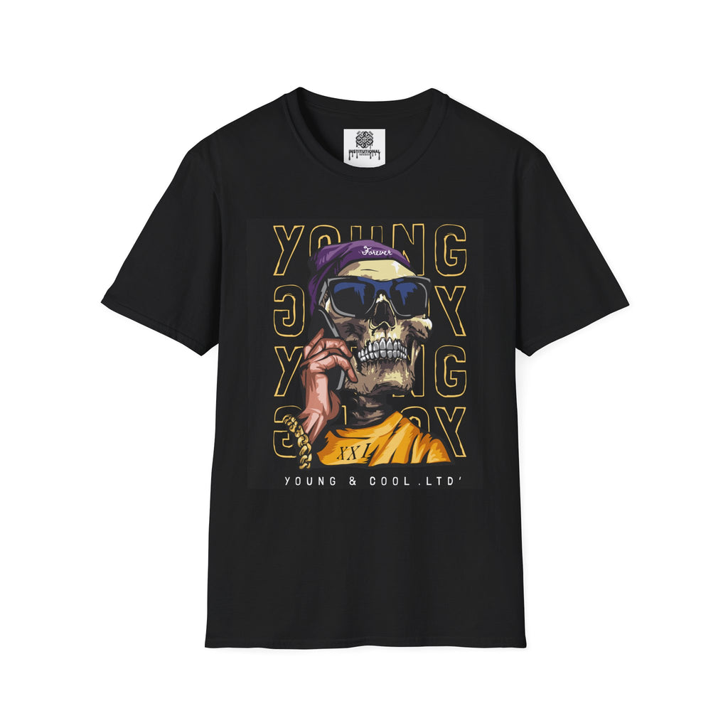 Young Skull Graphic T-Shirt — Skull with Shades & Bandana Streetwear Tee