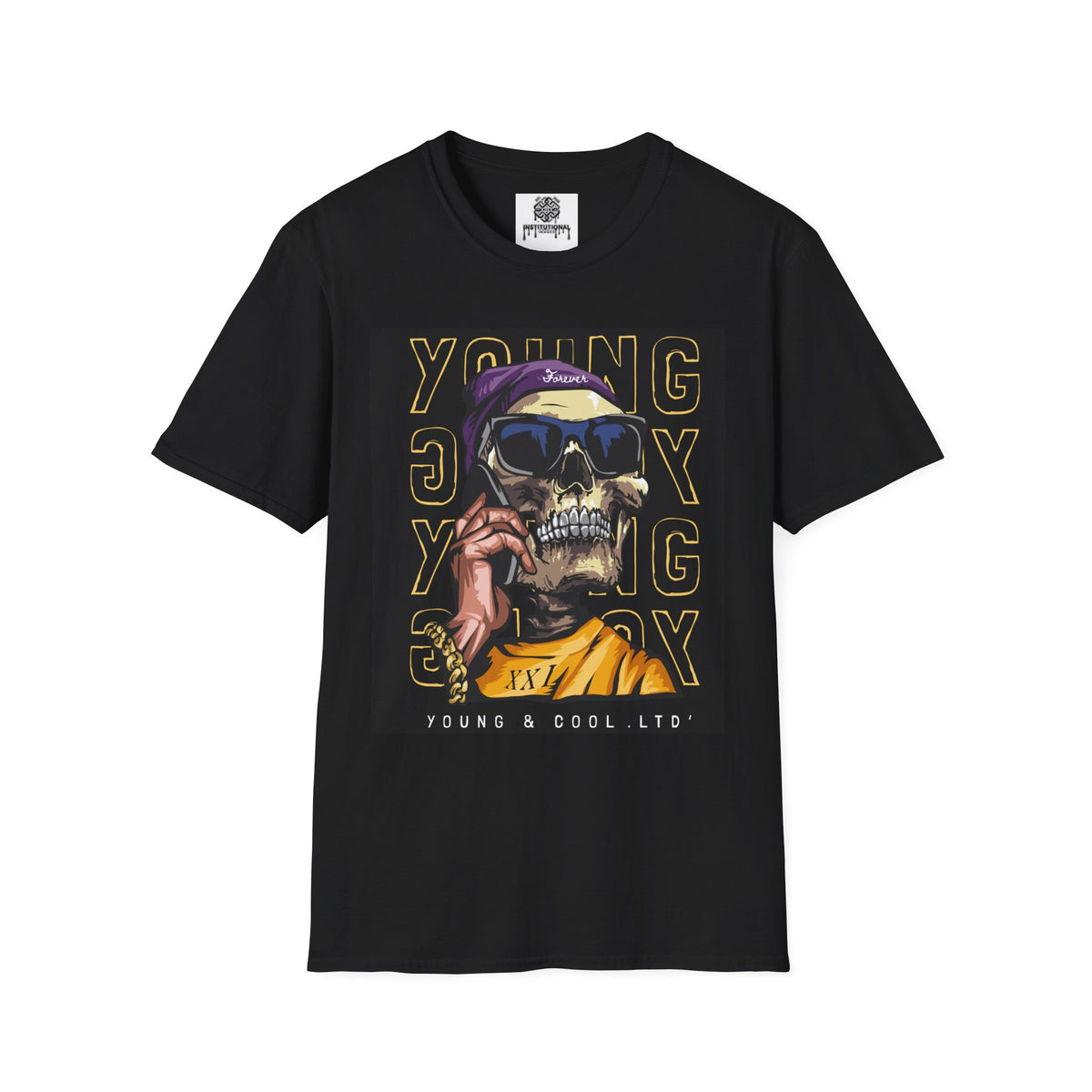Young Skull Graphic T-Shirt — Skull with Shades & Bandana Streetwear Tee