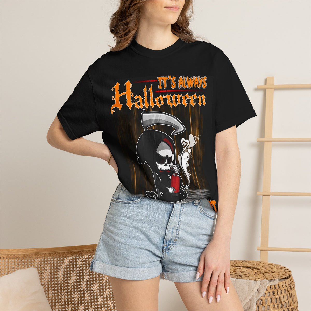 Halloween Grim Reaper T-Shirt — "It’s Always Halloween Inside My Heart"
