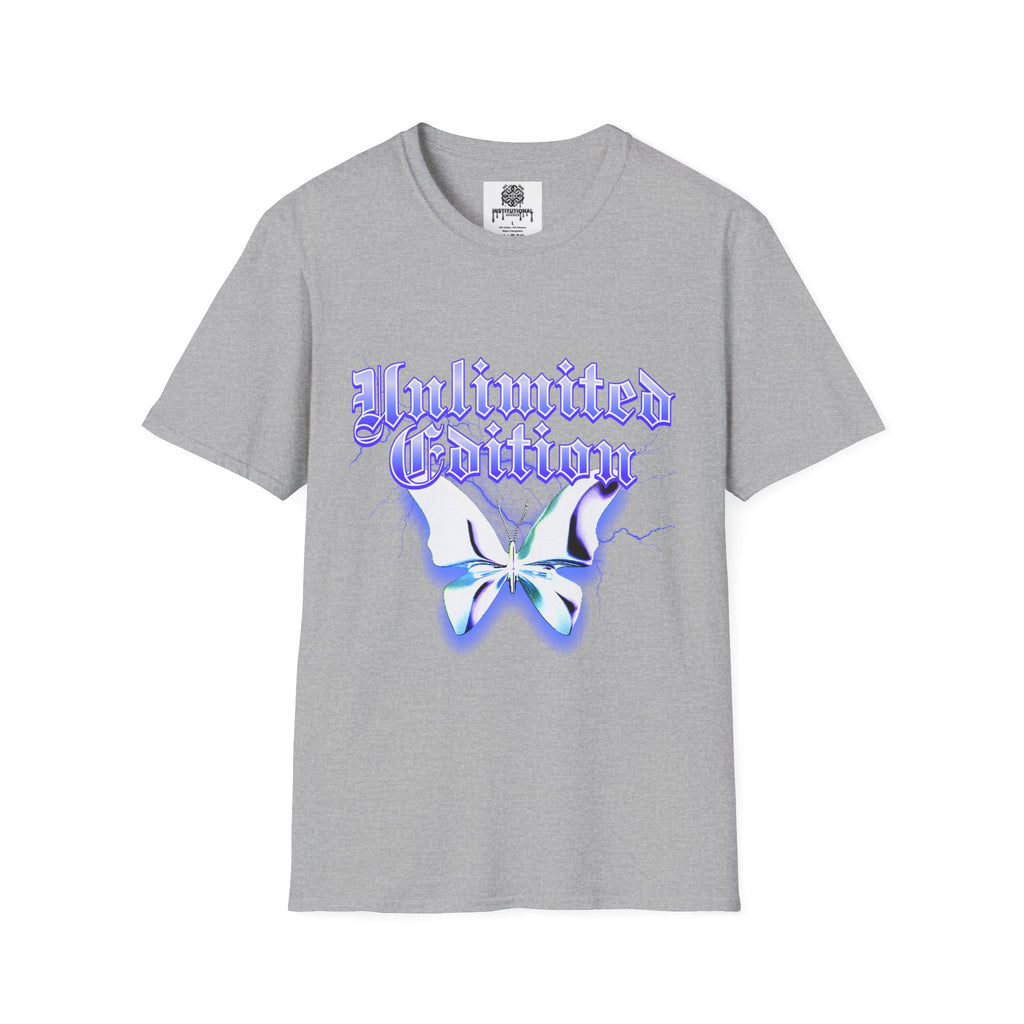 Unlimited Edition T-Shirt — Gothic Script Lavender Butterfly Graphic
