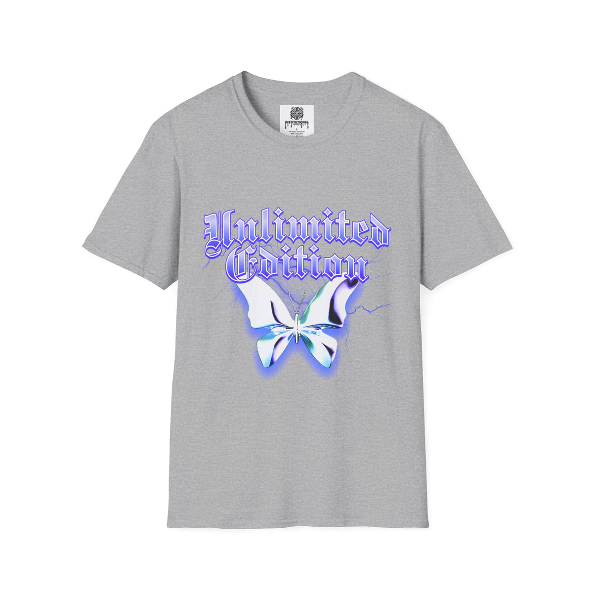 Unlimited Edition T-Shirt — Gothic Script Lavender Butterfly Graphic