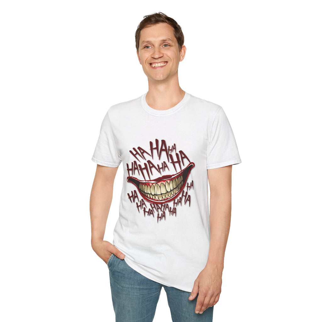 Graphic T-Shirt — Distorted Laugh Smile "HA HA" Horror Comic Tee
