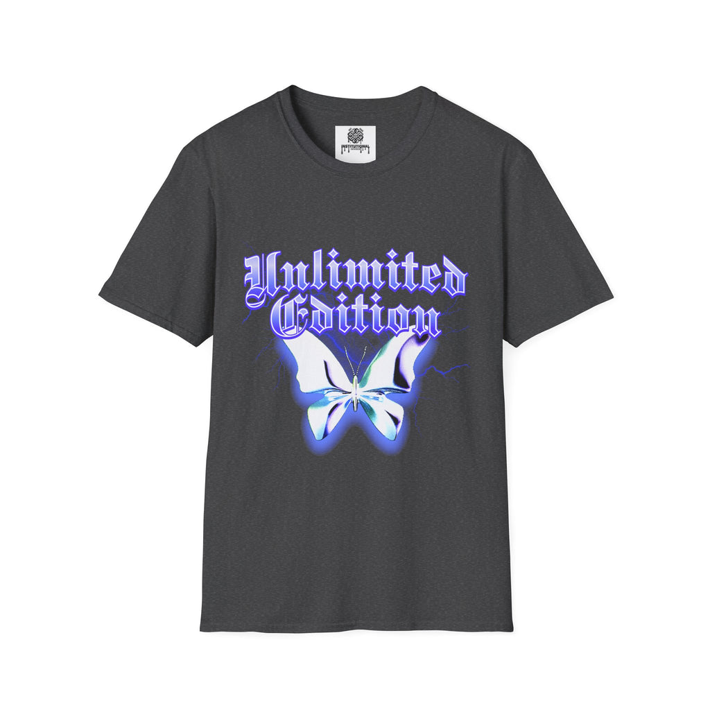 Unlimited Edition T-Shirt — Gothic Script Lavender Butterfly Graphic