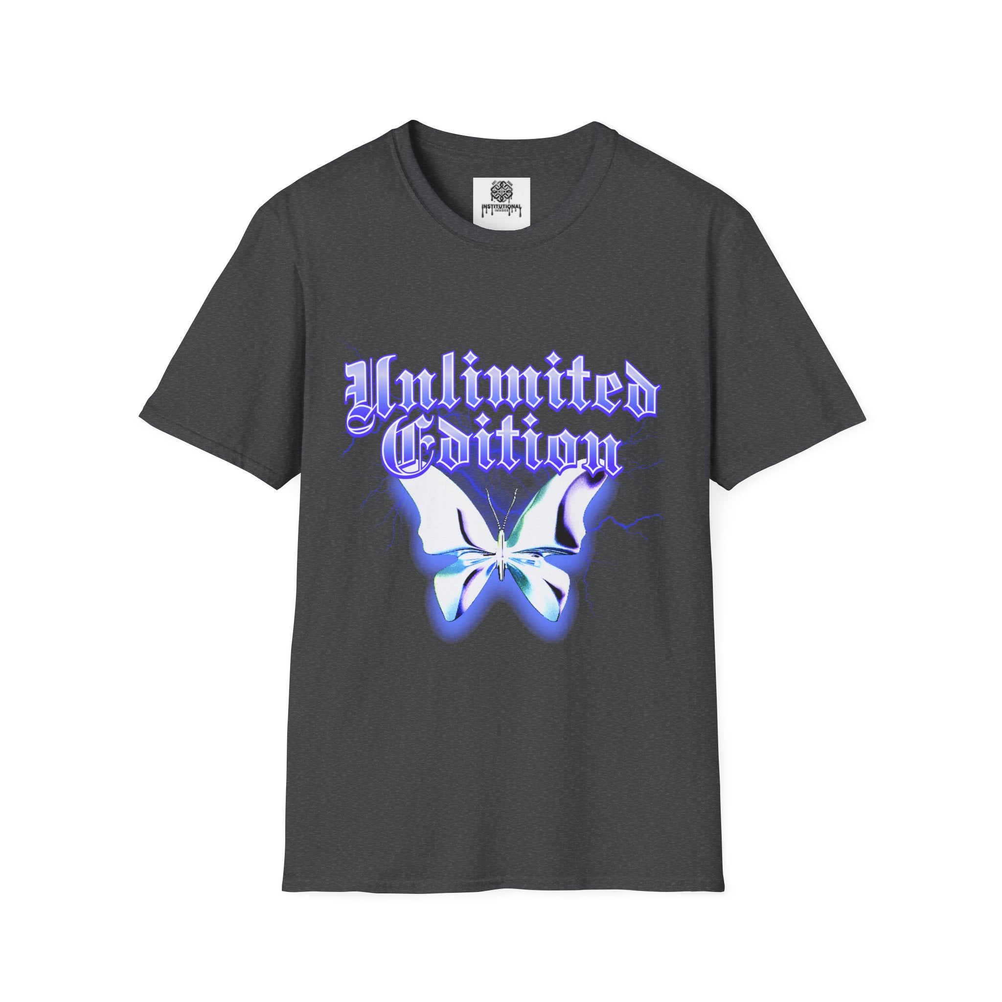 Unlimited Edition T-Shirt — Gothic Script Lavender Butterfly Graphic