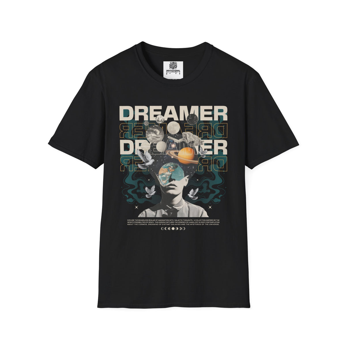 Dreamer Space T-Shirt — Retro Astronaut & Planets Graphic Tee