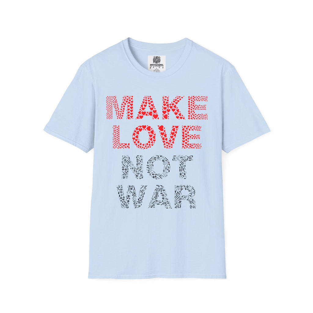 Make Love Not War T-Shirt — Retro Heart Dot Graphic Tee