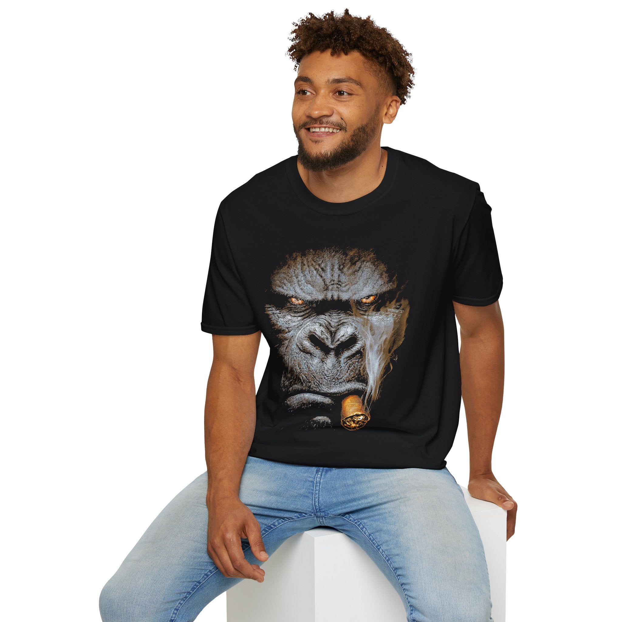 Gorilla Face Tee — Intense Ape Portrait T-Shirt with Cigar