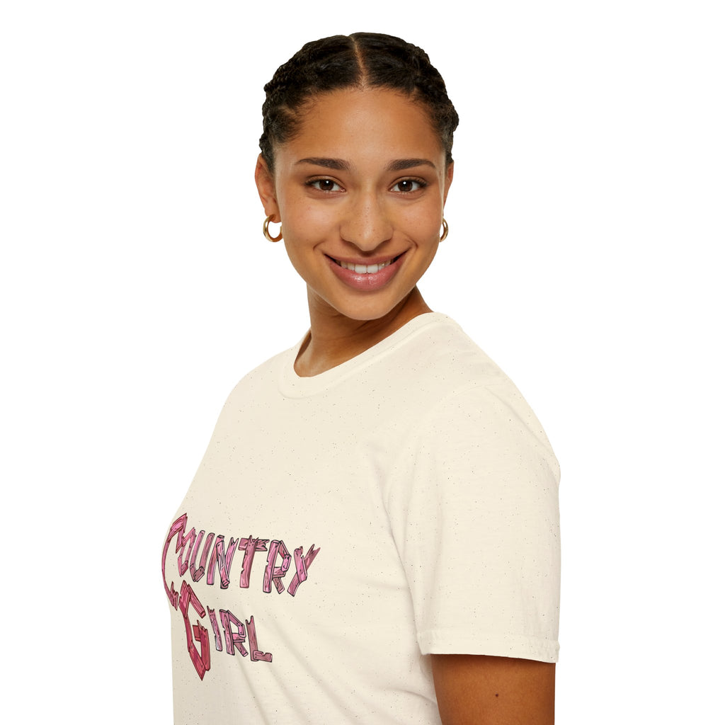 Country Girl T-Shirt — Western Pink Rope Typography Tee