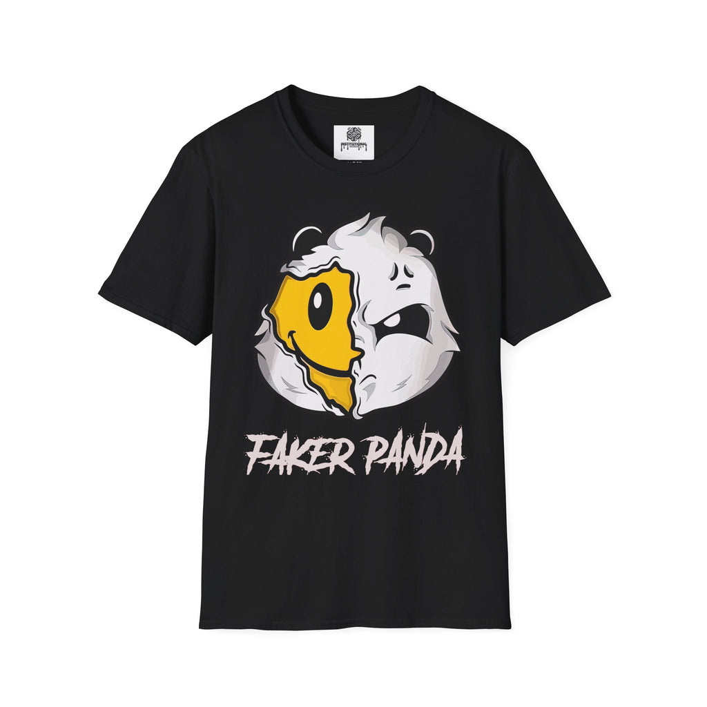 T-Shirt — 'Faker Panda' Distressed Dual-Face Graphic Tee