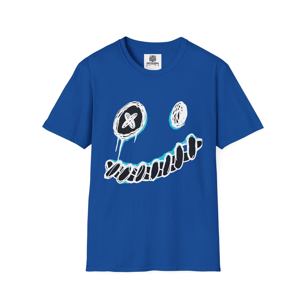 Smiley Face Graphic T‑Shirt — Neon Sketch Grin Design