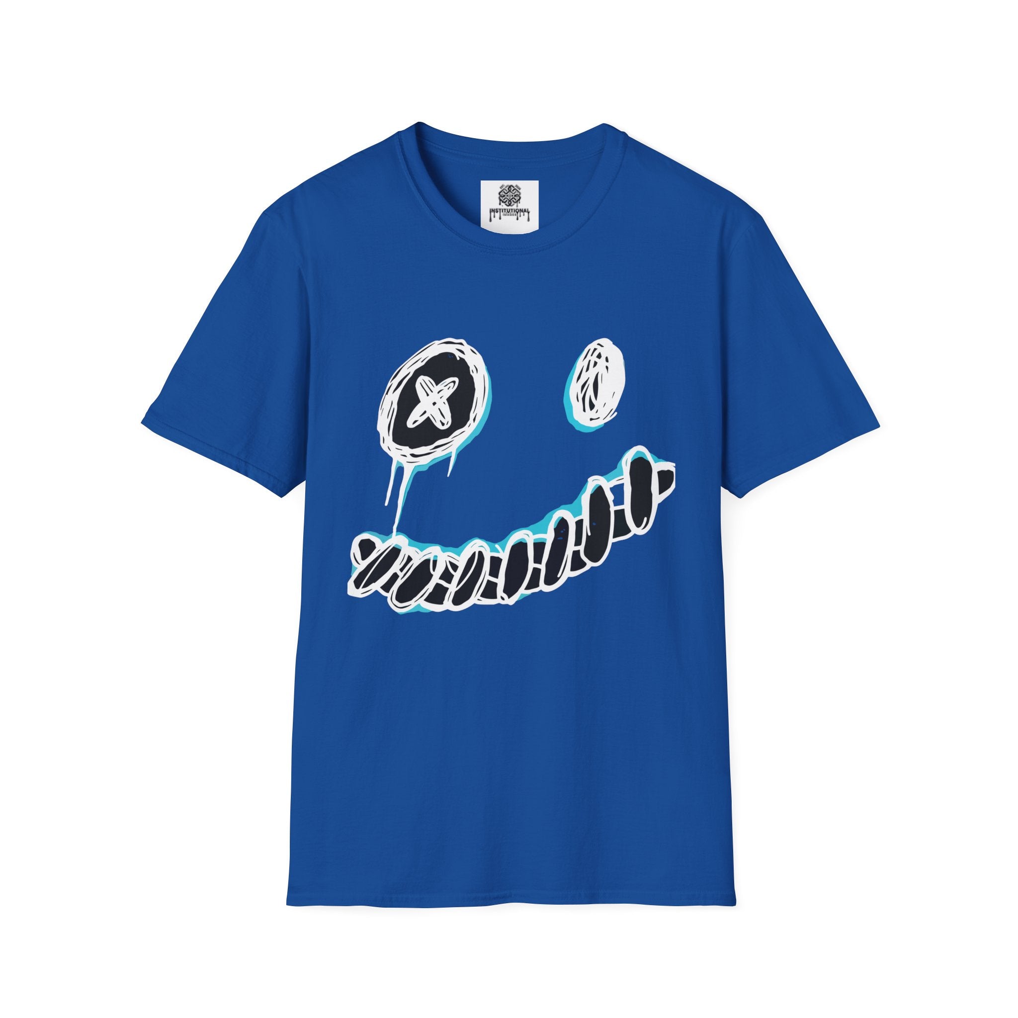 Smiley Face Graphic T‑Shirt — Neon Sketch Grin Design