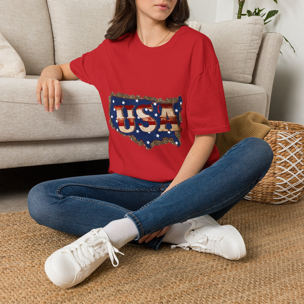 USA Map T-Shirt — Distressed American Flag Graphic Tee