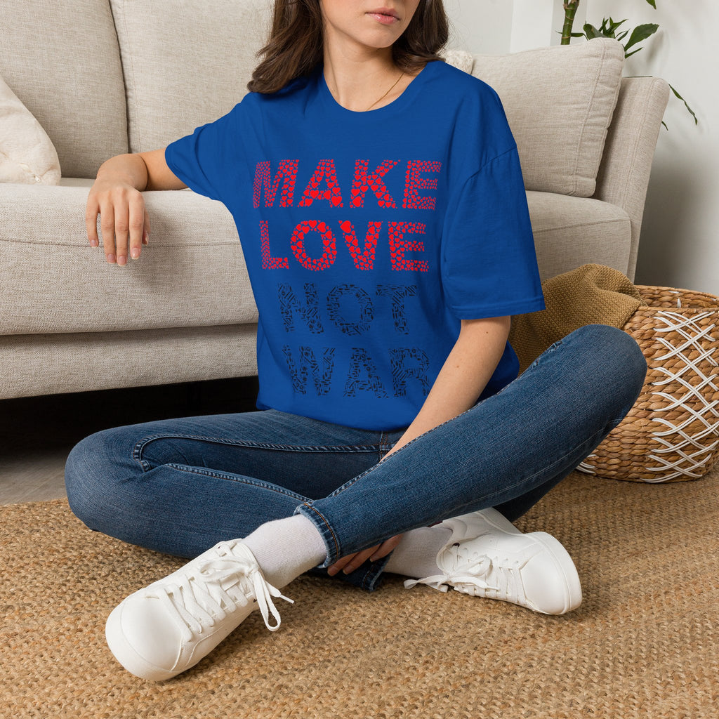 Make Love Not War T-Shirt — Retro Heart Dot Graphic Tee