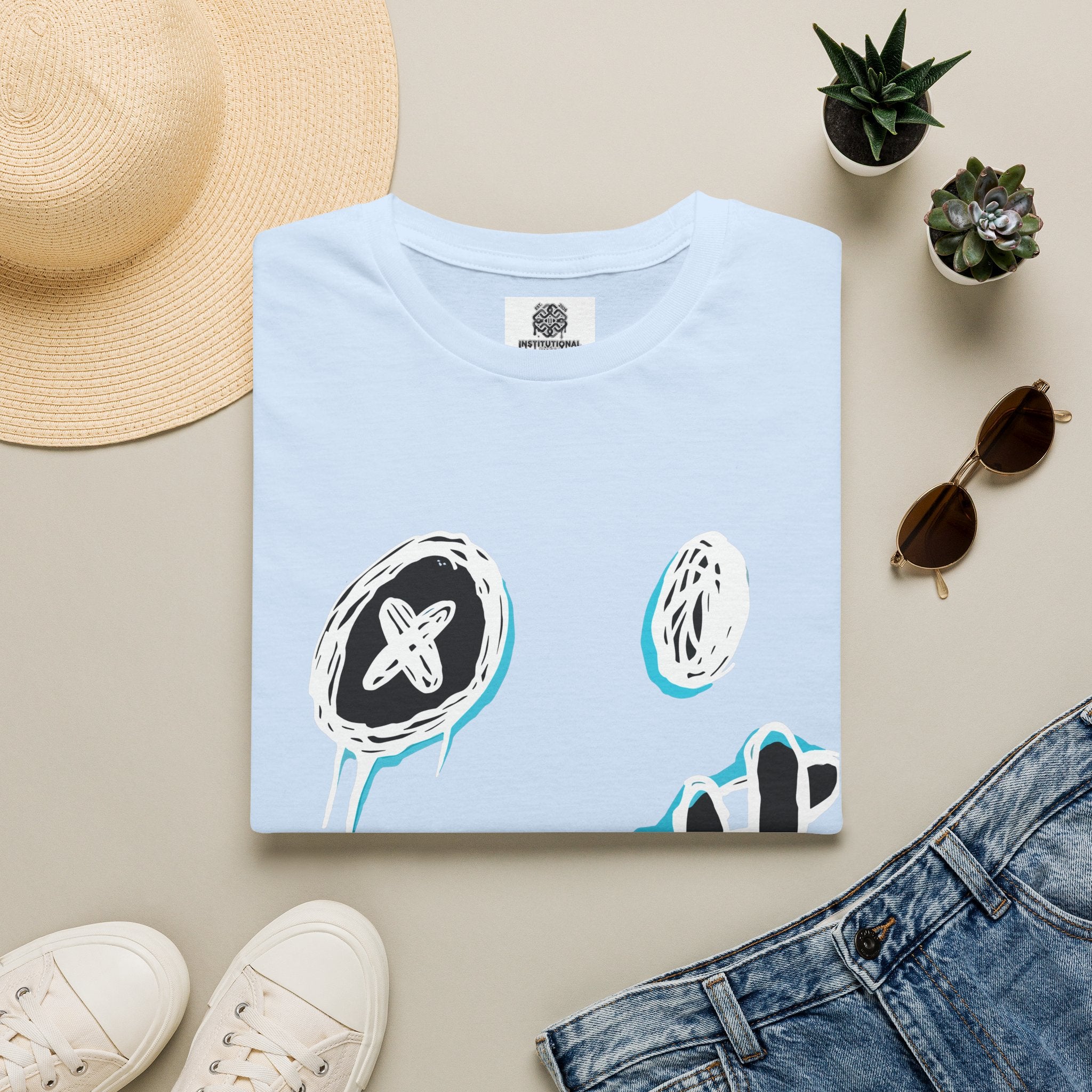 Smiley Face Graphic T‑Shirt — Neon Sketch Grin Design